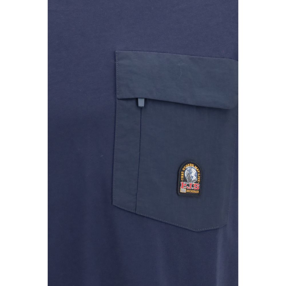 Activewear T-Shirt by Parajumpers for men in nylon cotton blue & signature features an ergonomic design with , highlighting a ergonomic length and ergonomic crew neckline for a high-performance look.