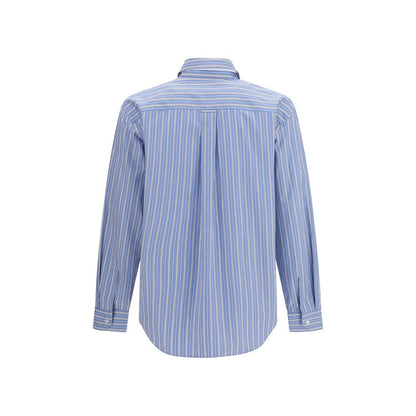 Shirt by Saint Laurent for men in cotton blue, patterned & striped showcases a sublime silhouette, artfully detailed with a sublime and for a sophisticated, sublime finish.