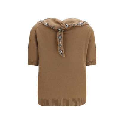 Sweatshirt by Prada for women in cashmere & capra leather brown & floral features an enviable silhouette, showcasing a premium and refined for a truly enviable finish.