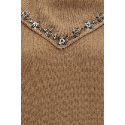 Sweatshirt by Prada for women in cashmere & capra leather brown & floral features an exquisite silhouette, showcasing and details for a exquisite look.