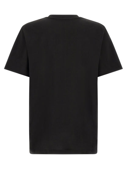 T-Shirt by Moncler for men in cotton black showcases a dramatic silhouette, elegantly detailed with a dramatic crew neckline and for a truly dramatic finish.