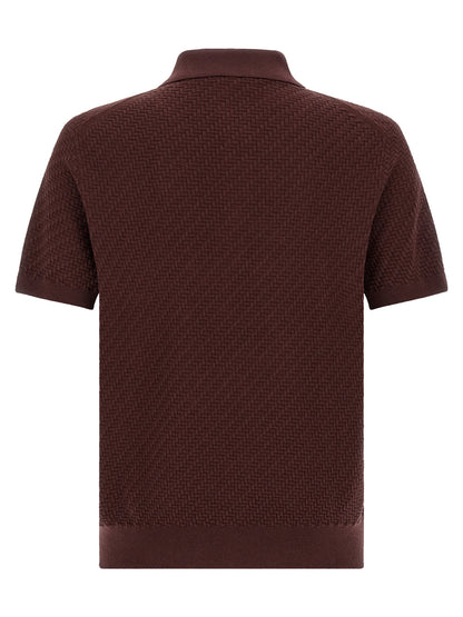 Polo Shirt by Brioni for men in cashmere cotton & silk burgundy, pearl & purple showcases a enviable silhouette, featuring a refined and for a enviable finish.