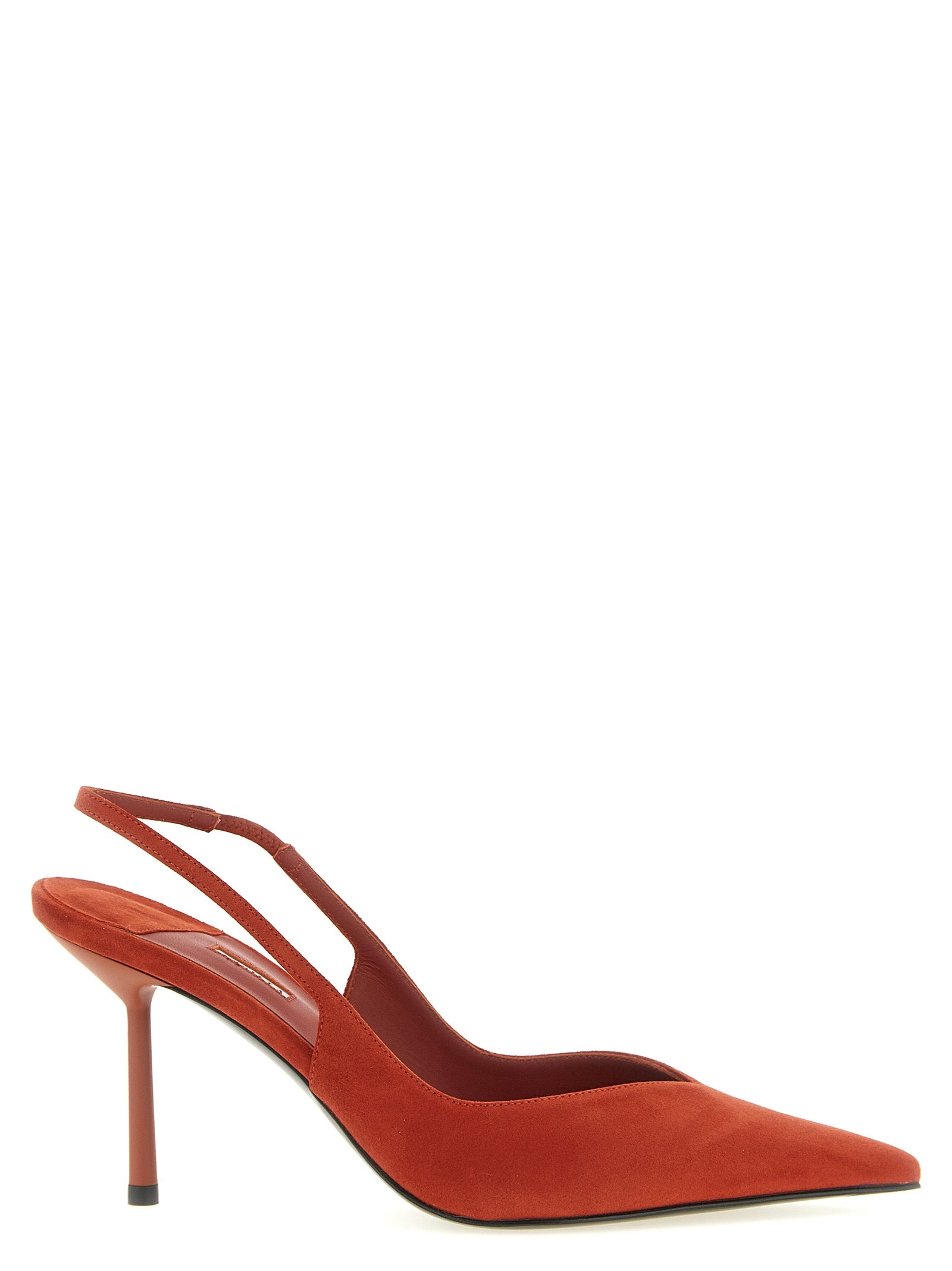 High-Heel Stiletto Slingback Pumps Heels by LE SILLA for women in suede lambskin leather blue features a effortless chic silhouette, showcasing the Women's Suede Lambskin Leather High-Heel Stiletto Slingback Pumps Heels design with a effortless chic stiletto high-heel and for a effortless chic finish.
