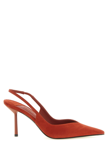 High-Heel Stiletto Slingback Pumps Heels by LE SILLA for women in suede lambskin leather blue features a effortless chic silhouette, showcasing the Women's Suede Lambskin Leather High-Heel Stiletto Slingback Pumps Heels design with a effortless chic stiletto high-heel and for a effortless chic finish.