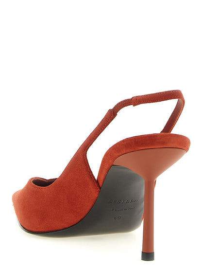 High-Heel Stiletto Slingback Pumps Heels by LE SILLA for women in suede lambskin leather blue features an effortlessly chic silhouette from the Women's Suede Lambskin Leather High-Heel Stiletto Slingback Pumps Heels collection, showcasing a stiletto high-heel and effortlessly chic for a effortlessly chic look.