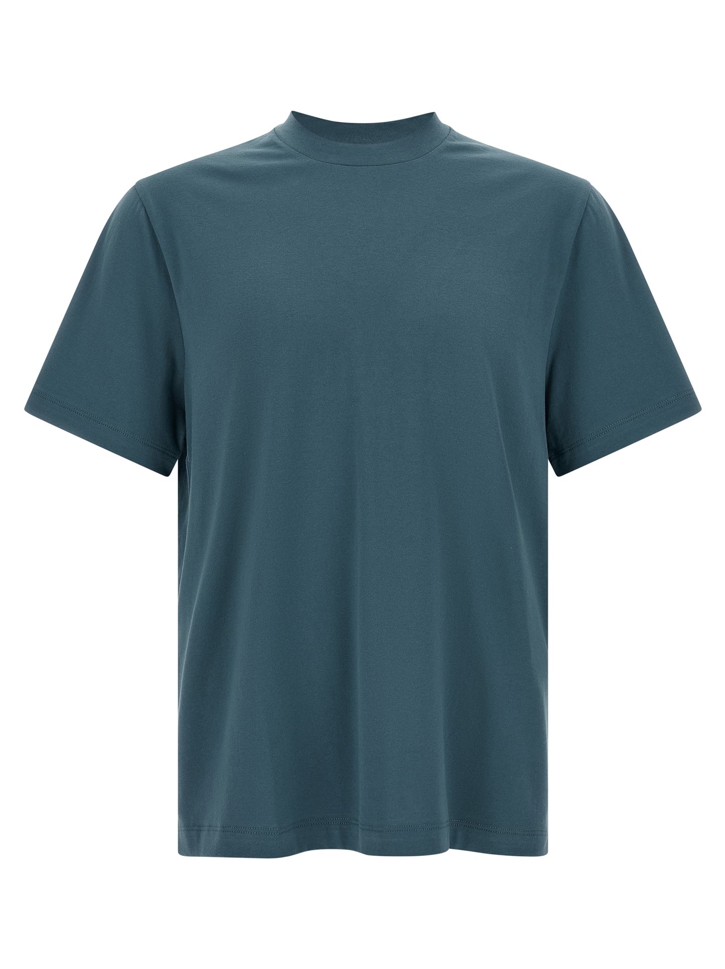 T-Shirt by Brioni for men in cotton blue showcases a dramatic silhouette, elegantly detailed with a dramatic round neckline and short-sleeve for a truly dramatic finish.