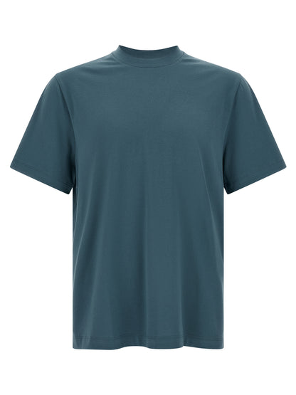 T-Shirt by Brioni for men in cotton blue showcases a dramatic silhouette, elegantly detailed with a dramatic round neckline and short-sleeve for a truly dramatic finish.