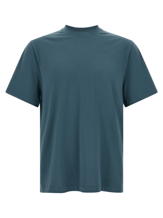 T-Shirt by Brioni for men in cotton blue showcases a dramatic silhouette, elegantly detailed with a dramatic round neckline and short-sleeve for a truly dramatic finish.