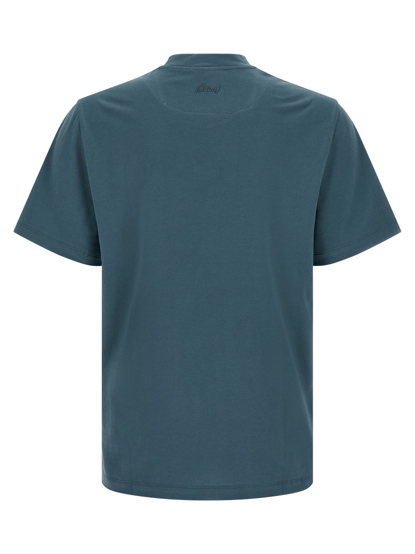 T-Shirt by Brioni for men in cotton blue showcases a unassuming silhouette, artfully detailed with a refined round neckline and unassuming for a sophisticated, contemporary look.