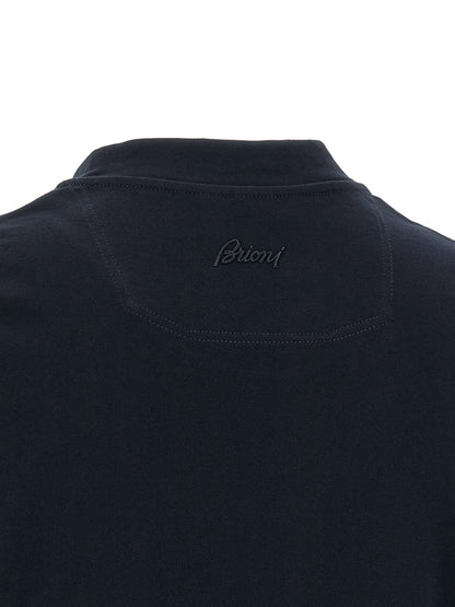 T-Shirt by Brioni for men in cotton navy & signature features a plush silhouette, showcasing a sophisticated and for a truly plush finish.