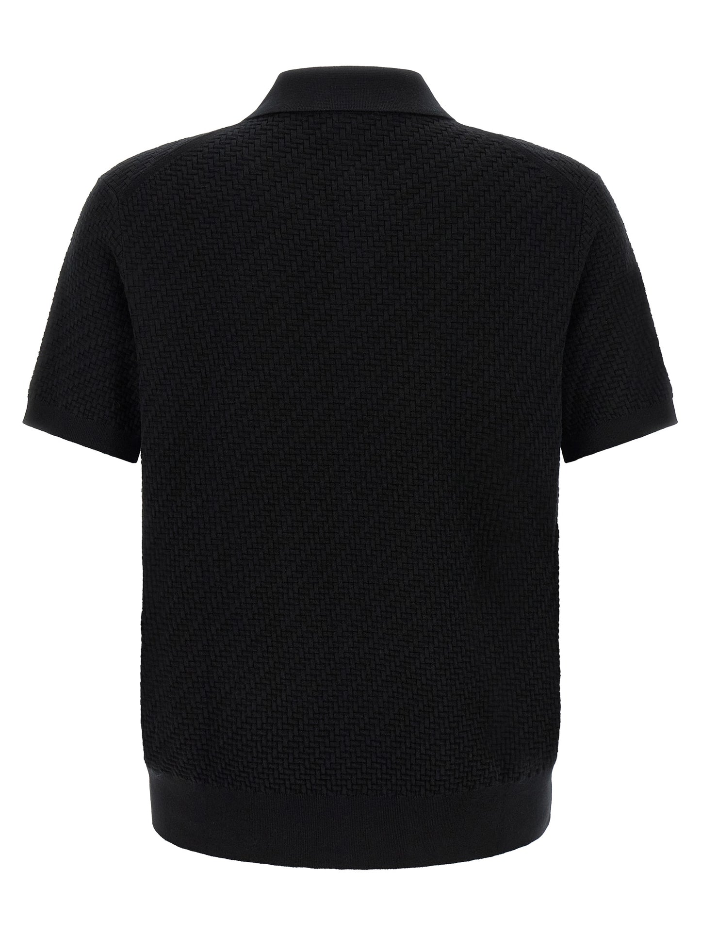 Sweater by Brioni for men in cashmere cotton & silk black & pearl features an tactile silhouette, showcasing a sophisticated and tactile for a refined finish.