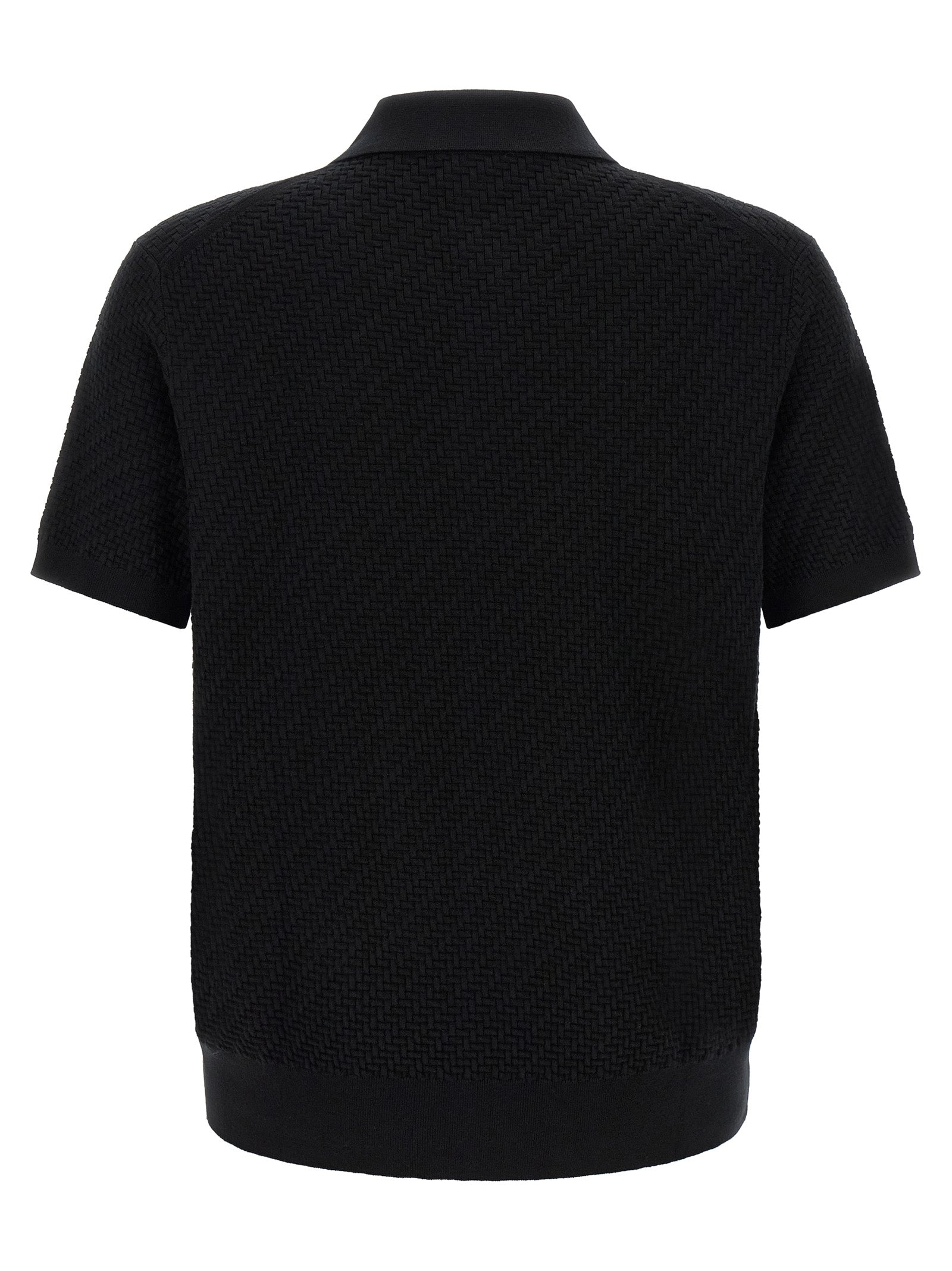 Sweater by Brioni for men in cashmere cotton & silk black & pearl features an tactile silhouette, showcasing a sophisticated and tactile for a refined finish.