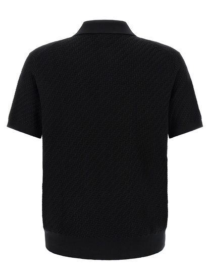 Sweater by Brioni for men in cashmere cotton & silk black & pearl features an tactile silhouette, showcasing a sophisticated and tactile for a refined finish.