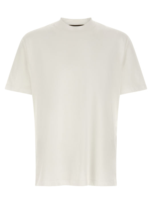T-Shirt by Brioni for men in cotton white showcases a dramatic silhouette, elegantly detailed with a dramatic round neckline and short-sleeve for a truly dramatic finish.