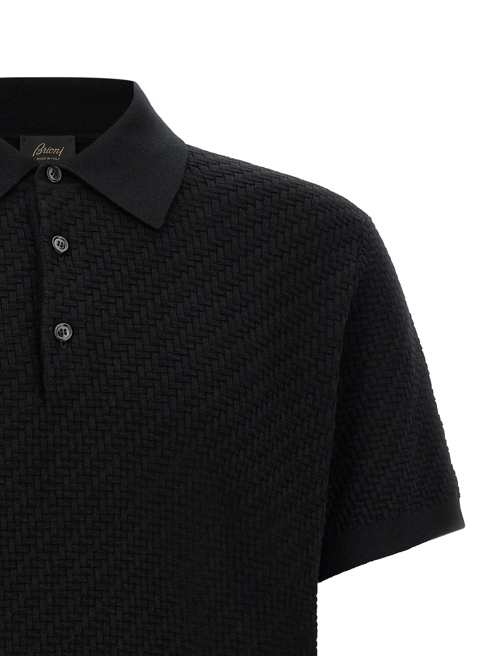 Sweater by Brioni for men in cashmere cotton & silk black & pearl features an polished silhouette, showcasing refined and a sophisticated for a truly polished finish.