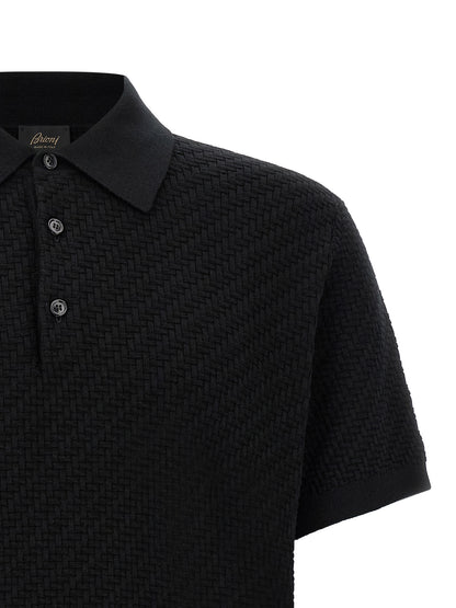 Sweater by Brioni for men in cashmere cotton & silk black & pearl features an polished silhouette, showcasing refined and a sophisticated for a truly polished finish.