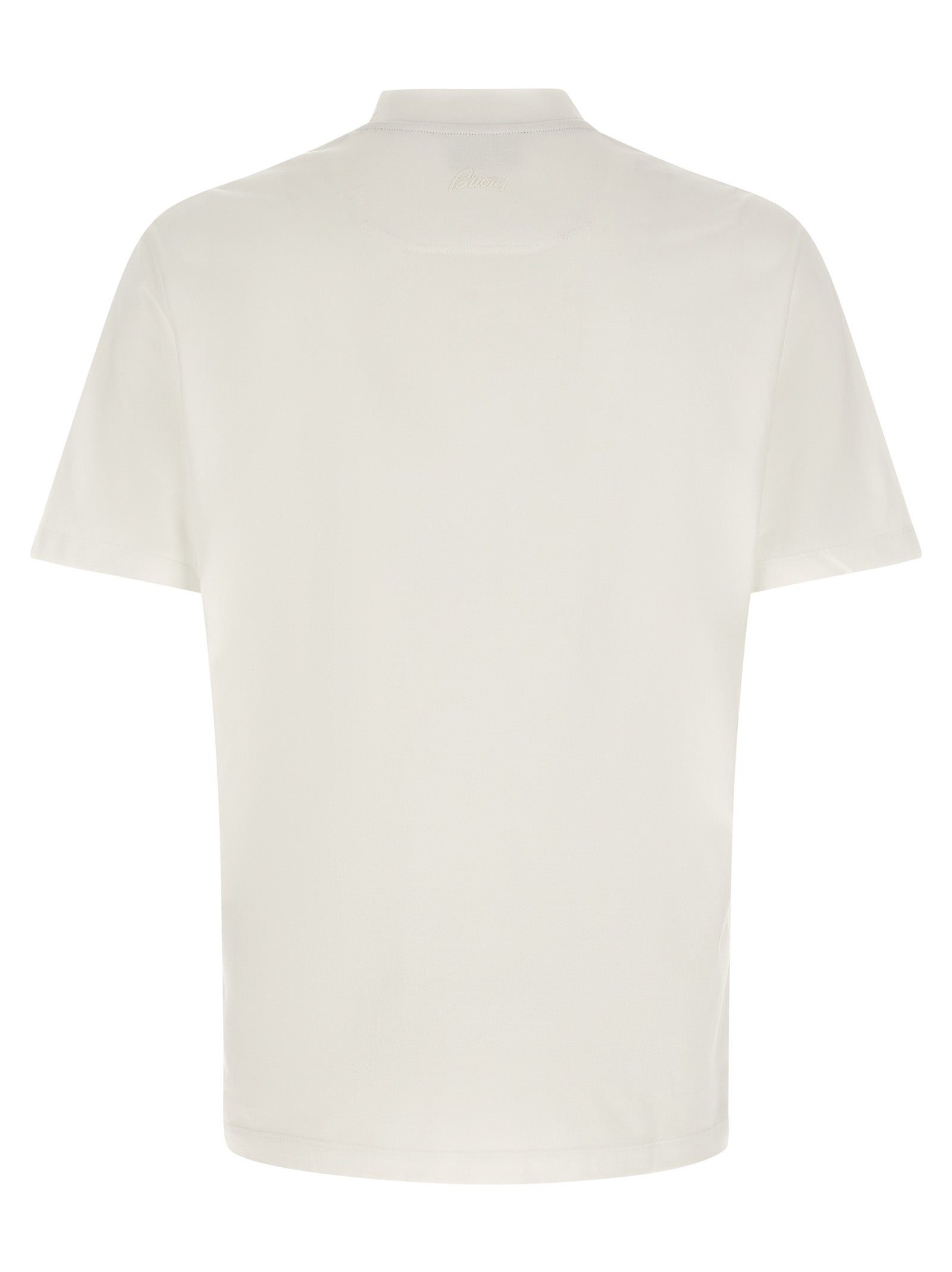 T-Shirt by Brioni for men in cotton white showcases a chic silhouette, artfully detailed with a chic round neckline and for a chic finish.