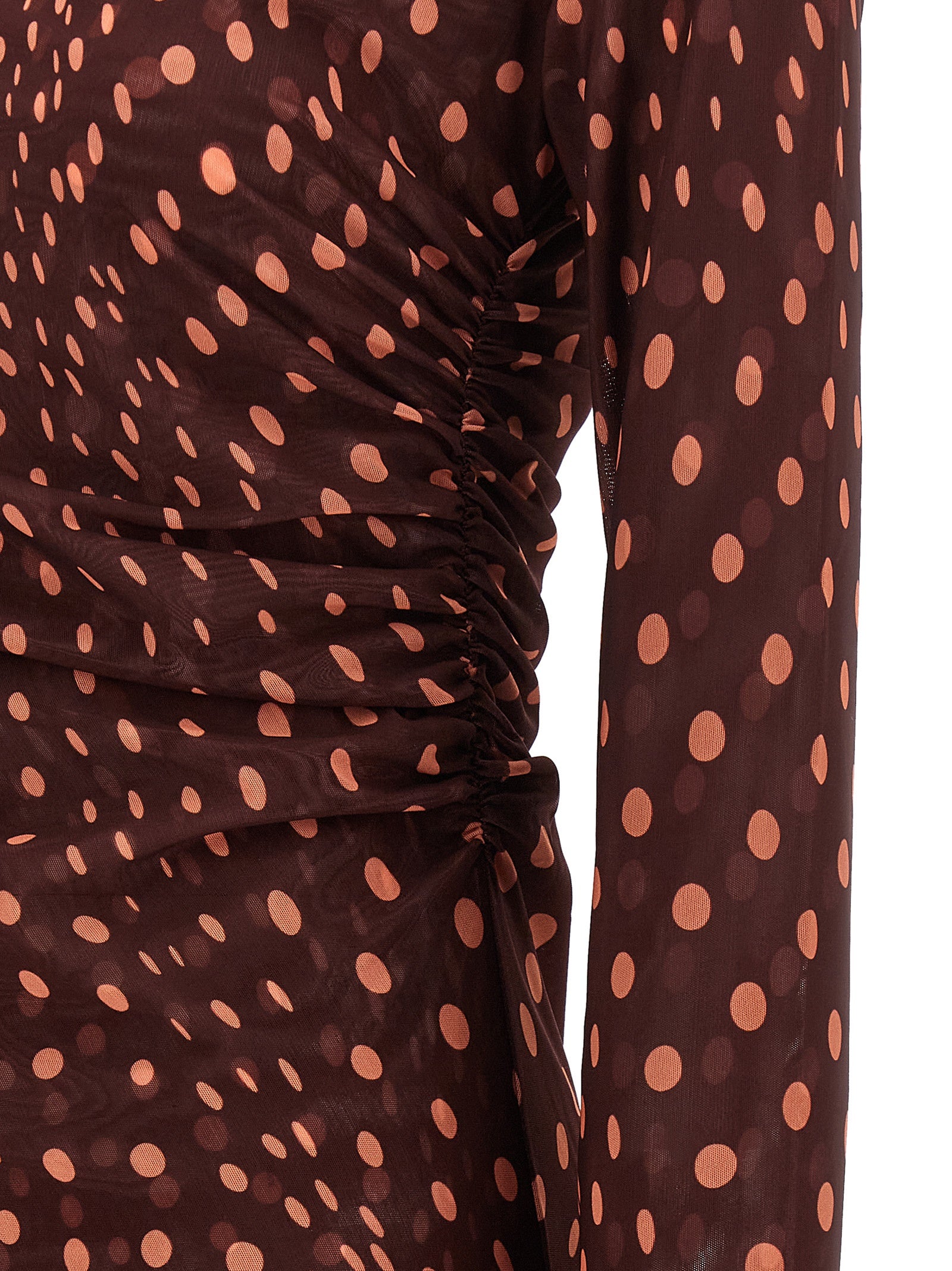 Dress by Stella McCartney for women in polyamide bordeaux, burgundy, transparent, patterned & print features an cute silhouette, detailed with a and that elegantly flows into a cute long.