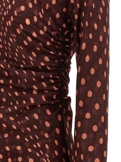 Dress by Stella McCartney for women in polyamide bordeaux, burgundy, transparent, patterned & print features an cute silhouette, detailed with a and that elegantly flows into a cute long.