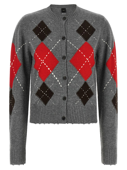 Cardigan by PINKO for women in cashmere wool gray, patterned & jacquard features an crisp silhouette, showcasing a sophisticated and detail for a truly crisp finish.