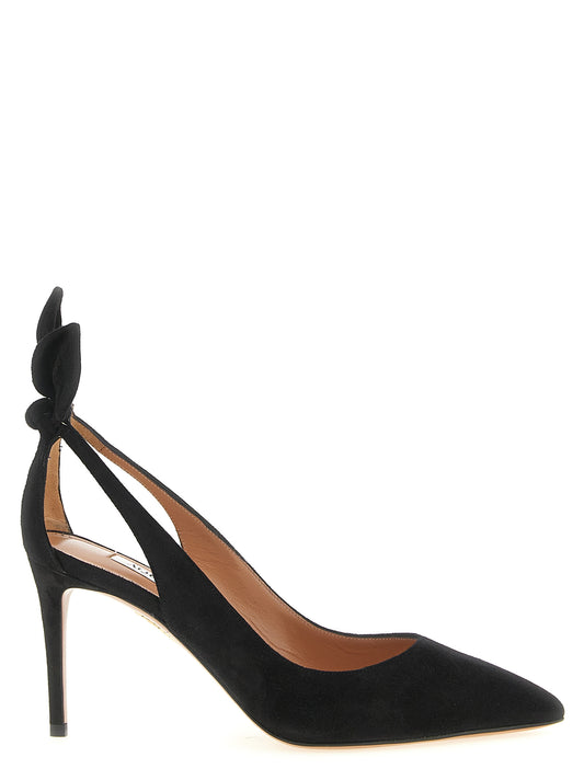 High-Heel Stiletto Pumps Heels by Aquazzura for women in suede calfskin leather black, patterned & signature showcases a exquisite silhouette, perfectly accentuating Women's Suede Calfskin Leather High-Heel Stiletto Pumps Heels with a exquisite stiletto high-heel and exquisite .