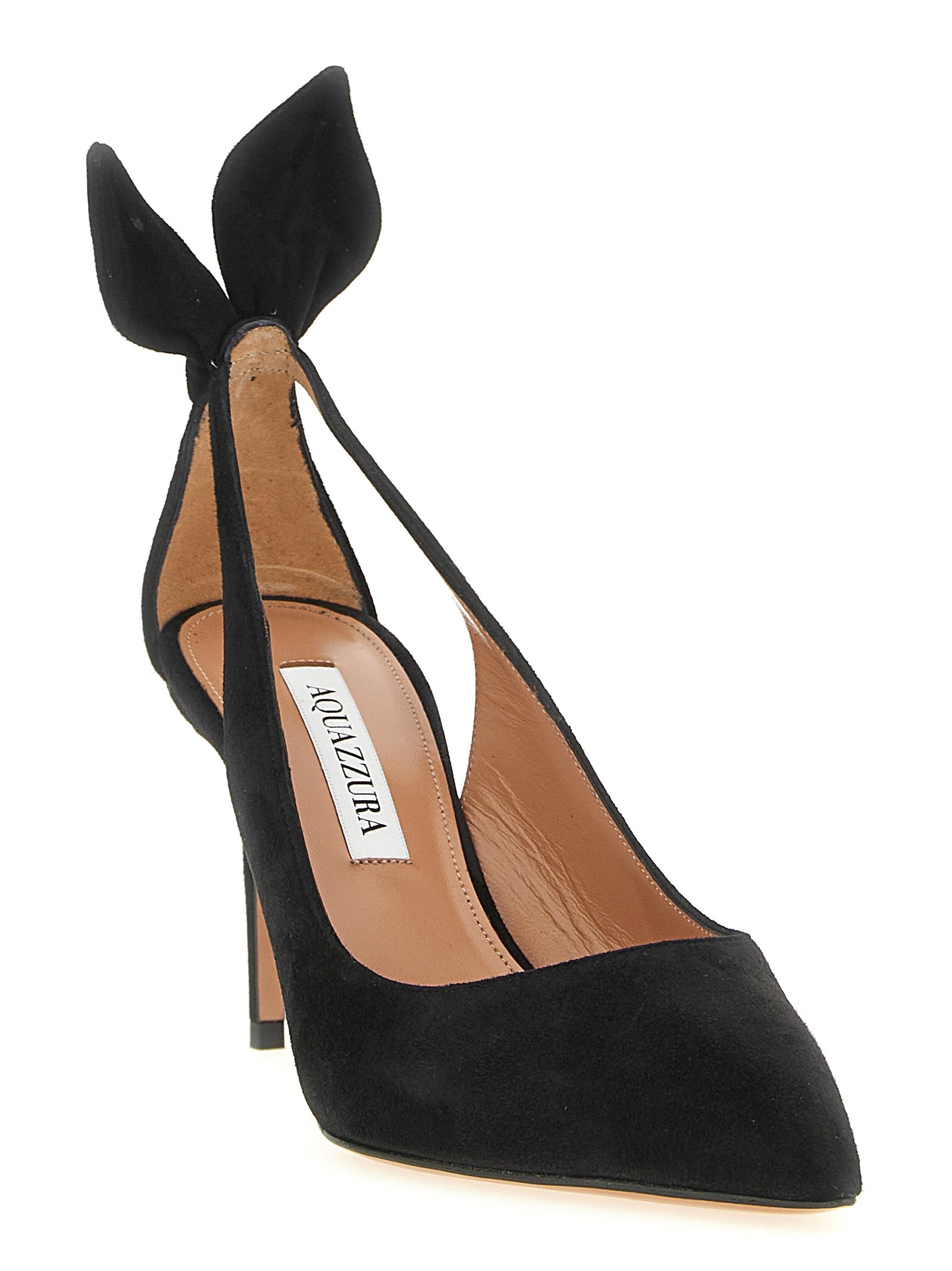 High-Heel Stiletto Pumps Heels by Aquazzura for women in suede calfskin leather black, patterned & signature features an captivating silhouette, showcasing the elegant Women's Suede Calfskin Leather High-Heel Stiletto Pumps Heels design with a stiletto high-heel and a sophisticated .