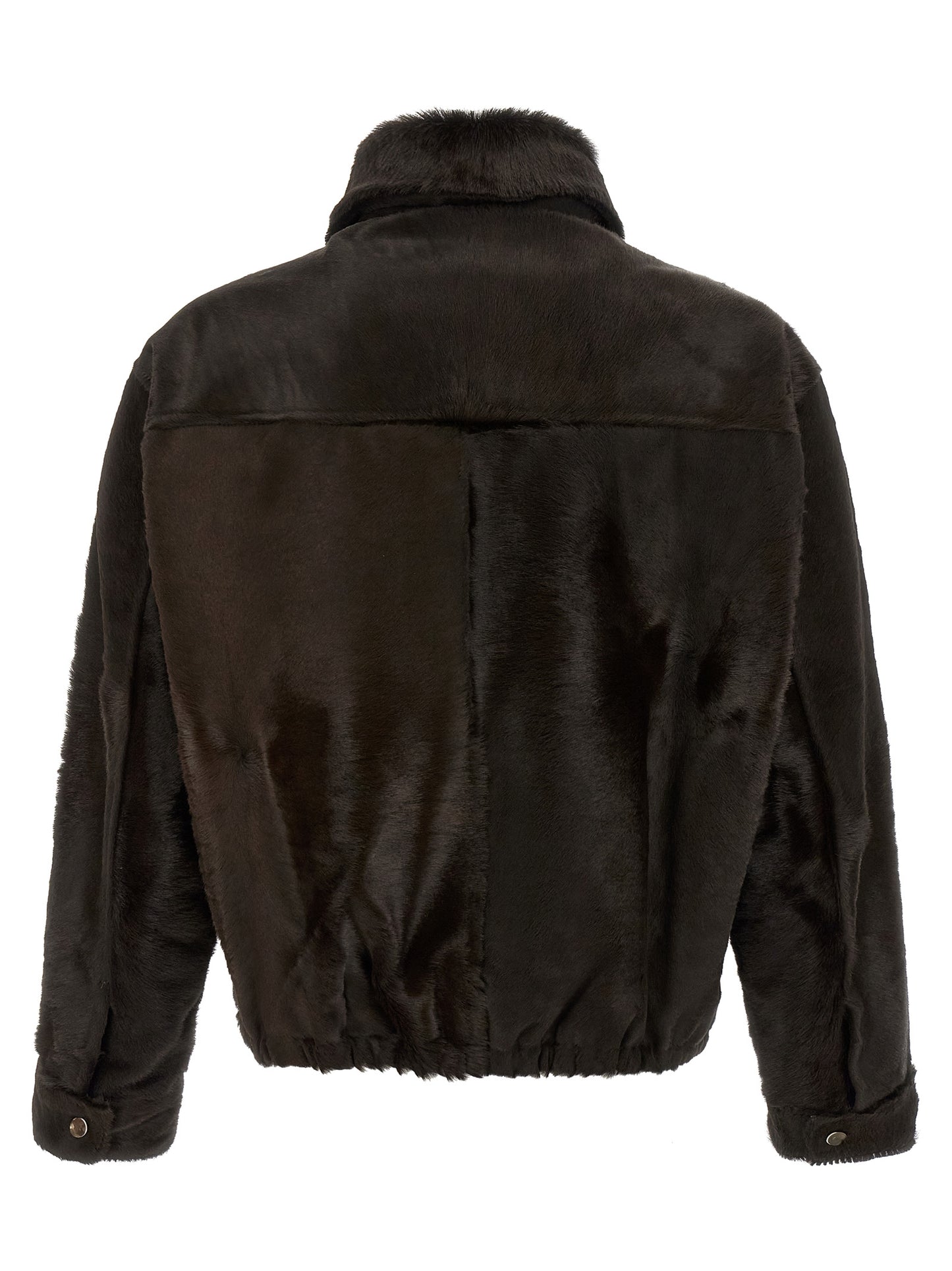 Jacket by GIORGIO BRATO for men in calfskin leather brown showcases a contemporary silhouette, detailed with a contemporary shirt-collar neckline and premium for a sophisticated finish.