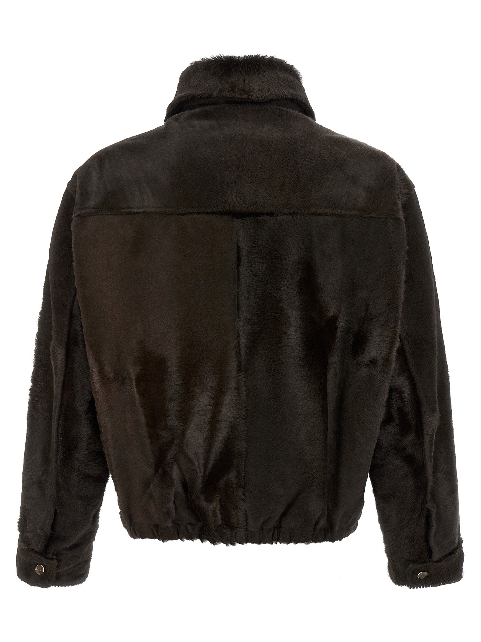 Jacket by GIORGIO BRATO for men in calfskin leather brown showcases a contemporary silhouette, detailed with a contemporary shirt-collar neckline and premium for a sophisticated finish.