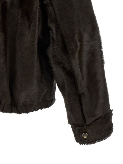 Jacket by GIORGIO BRATO for men in calfskin leather brown features an utilitarian silhouette with a refined , showcasing sophisticated for an utilitarian aesthetic.