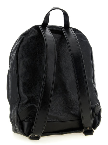Backpack by GIORGIO BRATO for men in lambskin leather black & natural features an ultra-portable silhouette from the Lambskin Leather Backpack range, with a secure zipper, ample external-pockets, and versatile handle, backpack-strap & adjustable-strap.