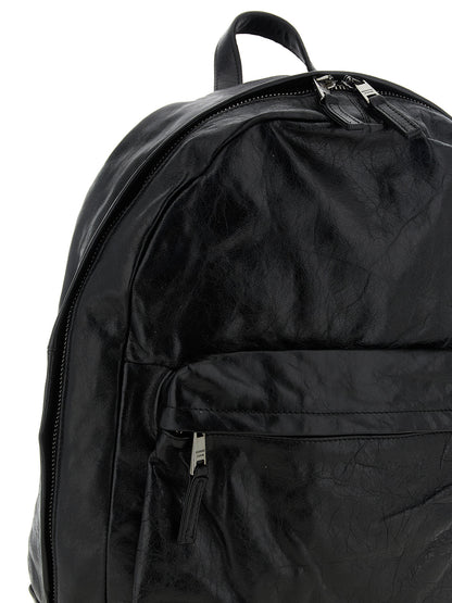 Backpack by GIORGIO BRATO for men in lambskin leather black & natural showcases a urban-chic Lambskin Leather Backpack design, featuring a secure zipper with urban-chic external-pockets and versatile handle, backpack-strap & adjustable-strap.
