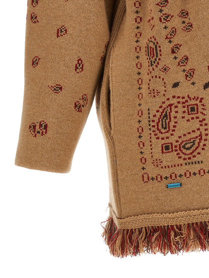 Cardigan by Alanui for women in cashmere beige, blue, camel, patterned & jacquard features an crisp silhouette, showcasing a sophisticated and detail for a truly crisp finish.