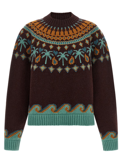 Cardigan by Alanui for women in virgin wool brown, patterned & jacquard features an impeccable silhouette, showcasing a sophisticated crew neckline and long-sleeve detail for a truly impeccable finish.