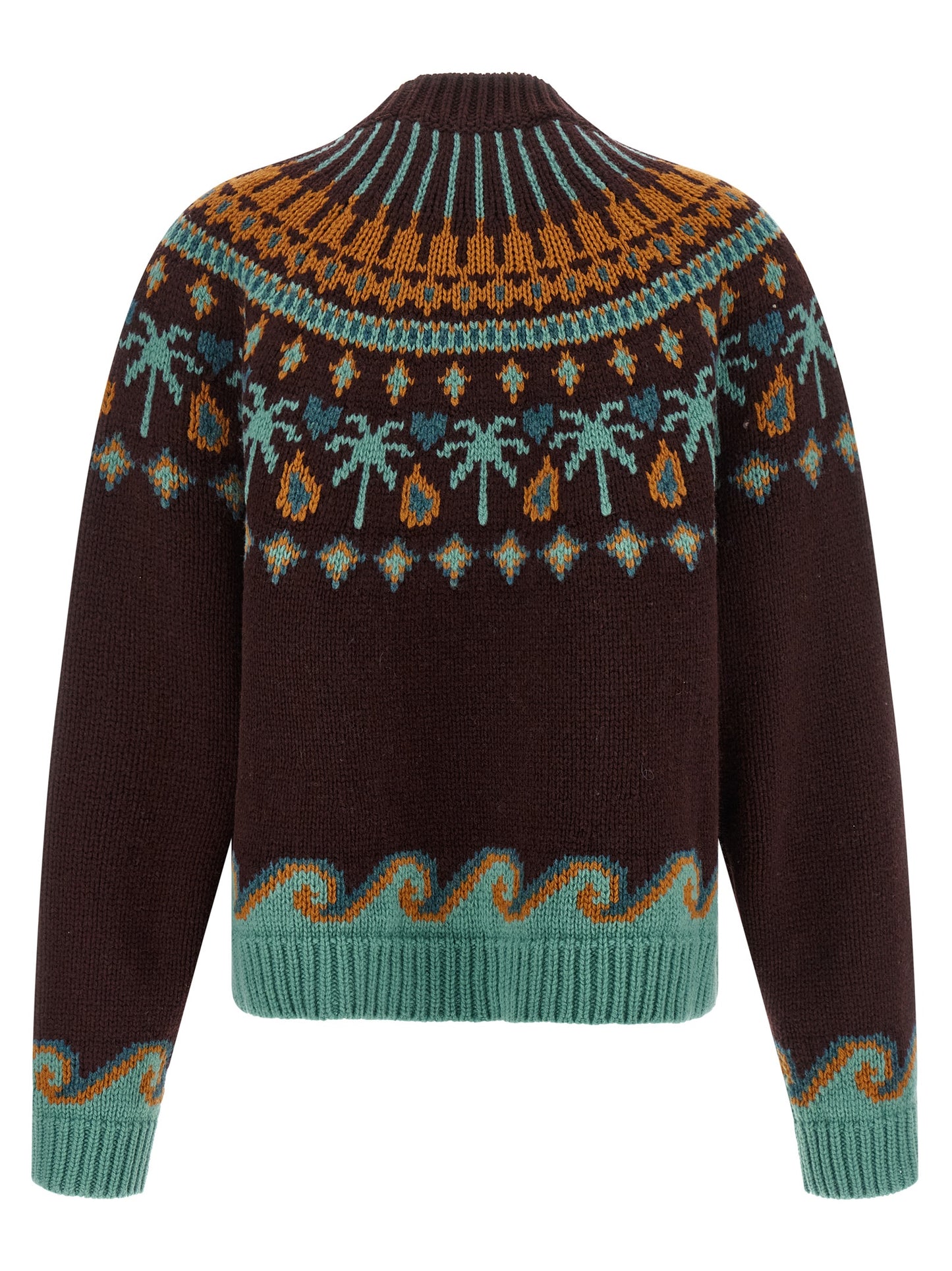 Cardigan by Alanui for women in virgin wool brown, patterned & jacquard features an crisp silhouette, showcasing a sophisticated crew neckline and detail for a truly crisp finish.
