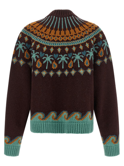 Cardigan by Alanui for women in virgin wool brown, patterned & jacquard features an crisp silhouette, showcasing a sophisticated crew neckline and detail for a truly crisp finish.