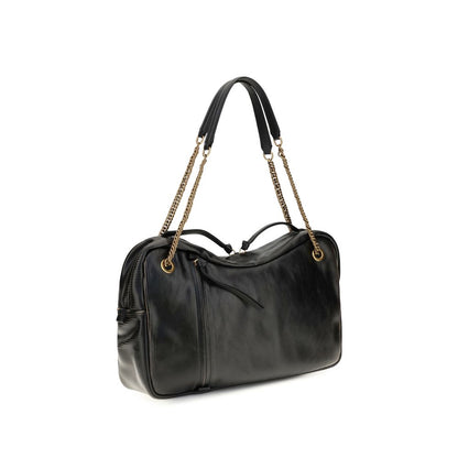 Large Shoulder Bag by Vivienne Westwood for women in bos taurus calf leather black, gold & jacquard features a effortless chic silhouette with a secure zipper, ample , and versatile shoulder-strap for a effortless chic finish.