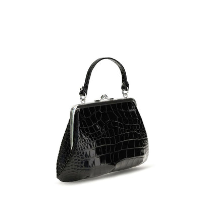 Vivienne Westwood Granny Orb Polyurethane & Bos Taurus Calf Leather Frame Shoulder Bag - Black