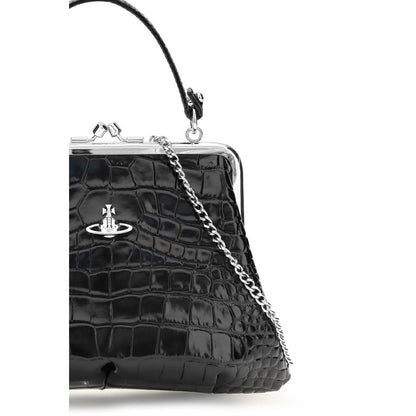 Vivienne Westwood Granny Orb Polyurethane & Bos Taurus Calf Leather Frame Shoulder Bag - Black