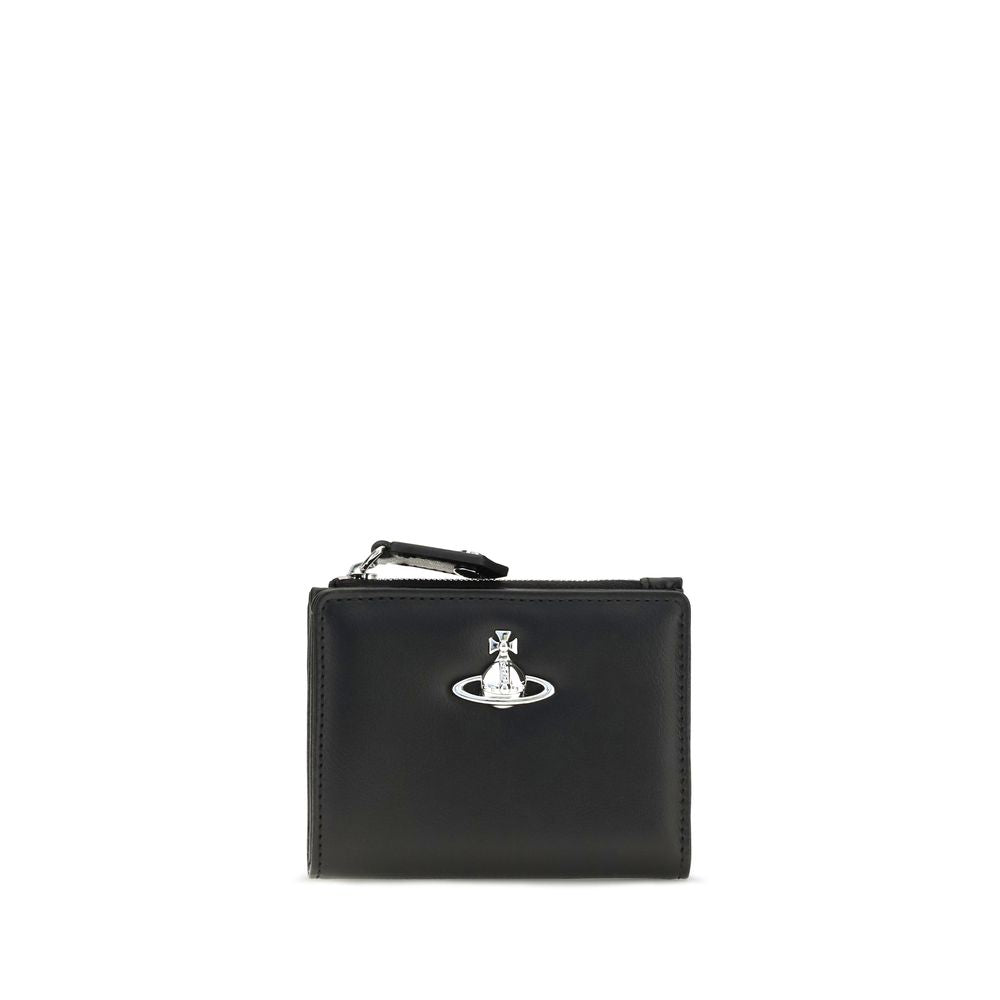Cardholder Wallet by Vivienne Westwood for women in bos taurus calf leather black & silver showcases a enchanting silhouette, artfully detailed with the signature style of the Bos Taurus Calf Leather Cardholder Wallet and functional card-organization compact-design.
