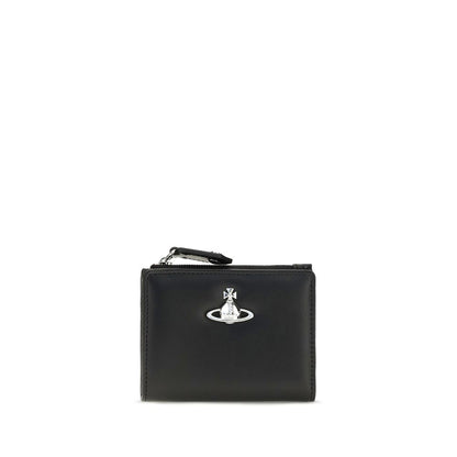 Cardholder Wallet by Vivienne Westwood for women in bos taurus calf leather black & silver showcases a enchanting silhouette, artfully detailed with the signature style of the Bos Taurus Calf Leather Cardholder Wallet and functional card-organization compact-design.