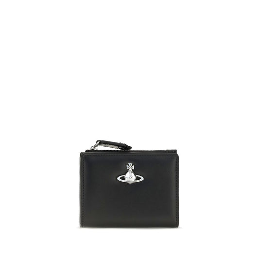Cardholder Wallet by Vivienne Westwood for women in bos taurus calf leather black & silver showcases a enchanting silhouette, artfully detailed with the signature style of the Bos Taurus Calf Leather Cardholder Wallet and functional card-organization compact-design.