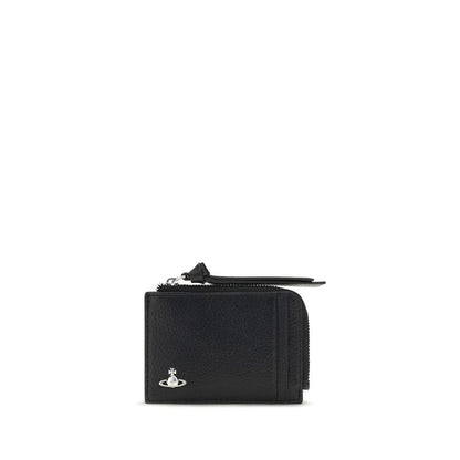 Cardholder Wallet by Vivienne Westwood for women in bos taurus calf leather black presents a streamlined silhouette, showcasing the sophisticated design of the Orb Bos Taurus Calf Leather Cardholder Wallet collection with functional card-organization compact-design.