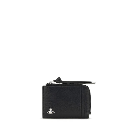 Cardholder Wallet by Vivienne Westwood for women in bos taurus calf leather black presents a streamlined silhouette, showcasing the sophisticated design of the Orb Bos Taurus Calf Leather Cardholder Wallet collection with functional card-organization compact-design.