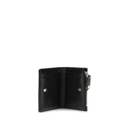 Cardholder Wallet by Vivienne Westwood for women in bos taurus calf leather black & silver presents a streamlined silhouette, showcasing the sophisticated design of the Bos Taurus Calf Leather Cardholder Wallet collection with functional card-organization compact-design.