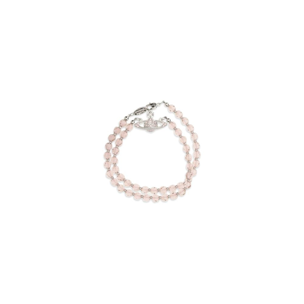 Necklace by Vivienne Westwood for women in stretch cotton multicolor & silver showcases a dynamic silhouette, artfully highlighting the beaded choker pendant necklace design from the Orb Women's Silver Brass & Crystal Necklace collection for a dynamic aesthetic.