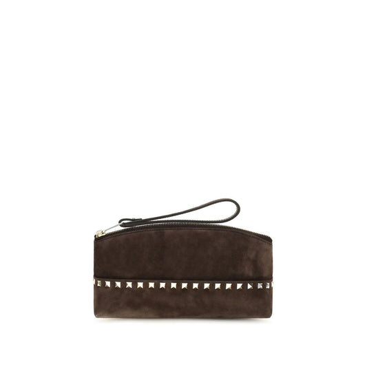 Pouch Handbag by Valentino Garavani for women in suede leather brown & signature presents a ornamental silhouette, showcasing a secure zipper, ample , and versatile for a ornamental finish.