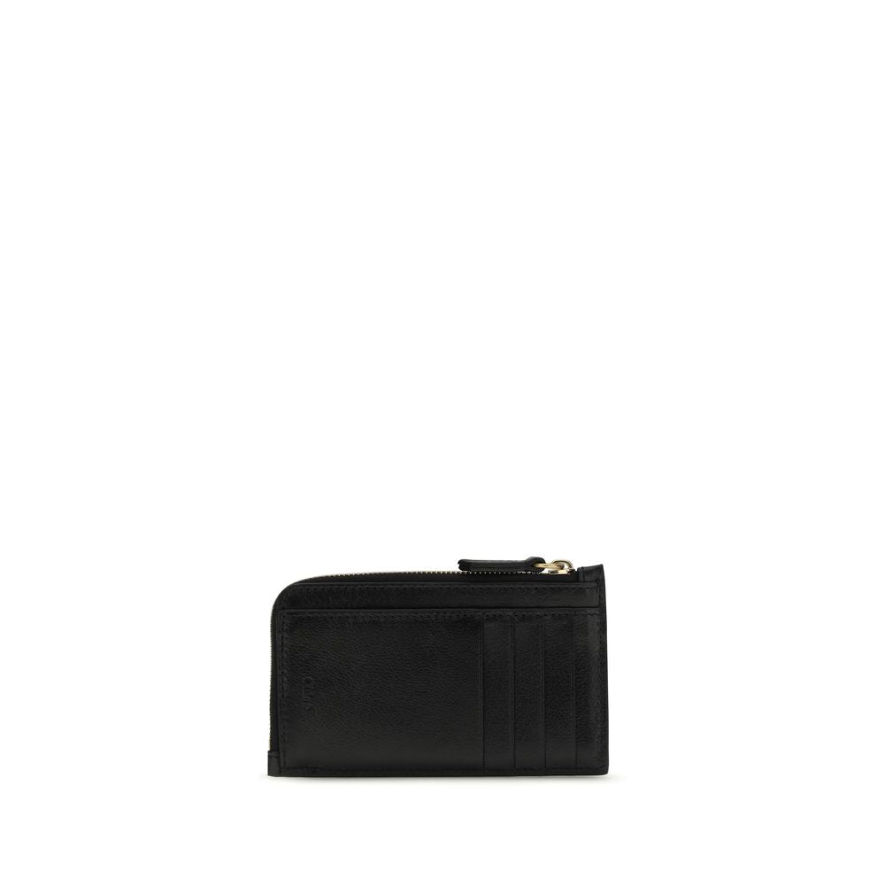 Cardholder Wallet by Chloé for women in bos taurus calf & buffalo leather black & gold showcases a discerning silhouette, artfully capturing the essence of Paddington Bos Taurus Calf & Buffalo Leather Cardholder Wallet with its functional card-organization coin-purse.