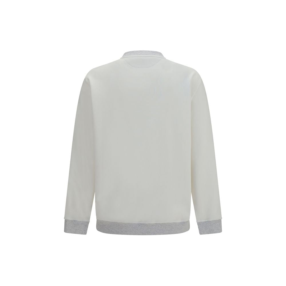 Sweatshirt by Brunello Cucinelli for men in cotton white features an provocated silhouette, detailed with a provocated and a refined crew neckline for a sophisticated aesthetic.