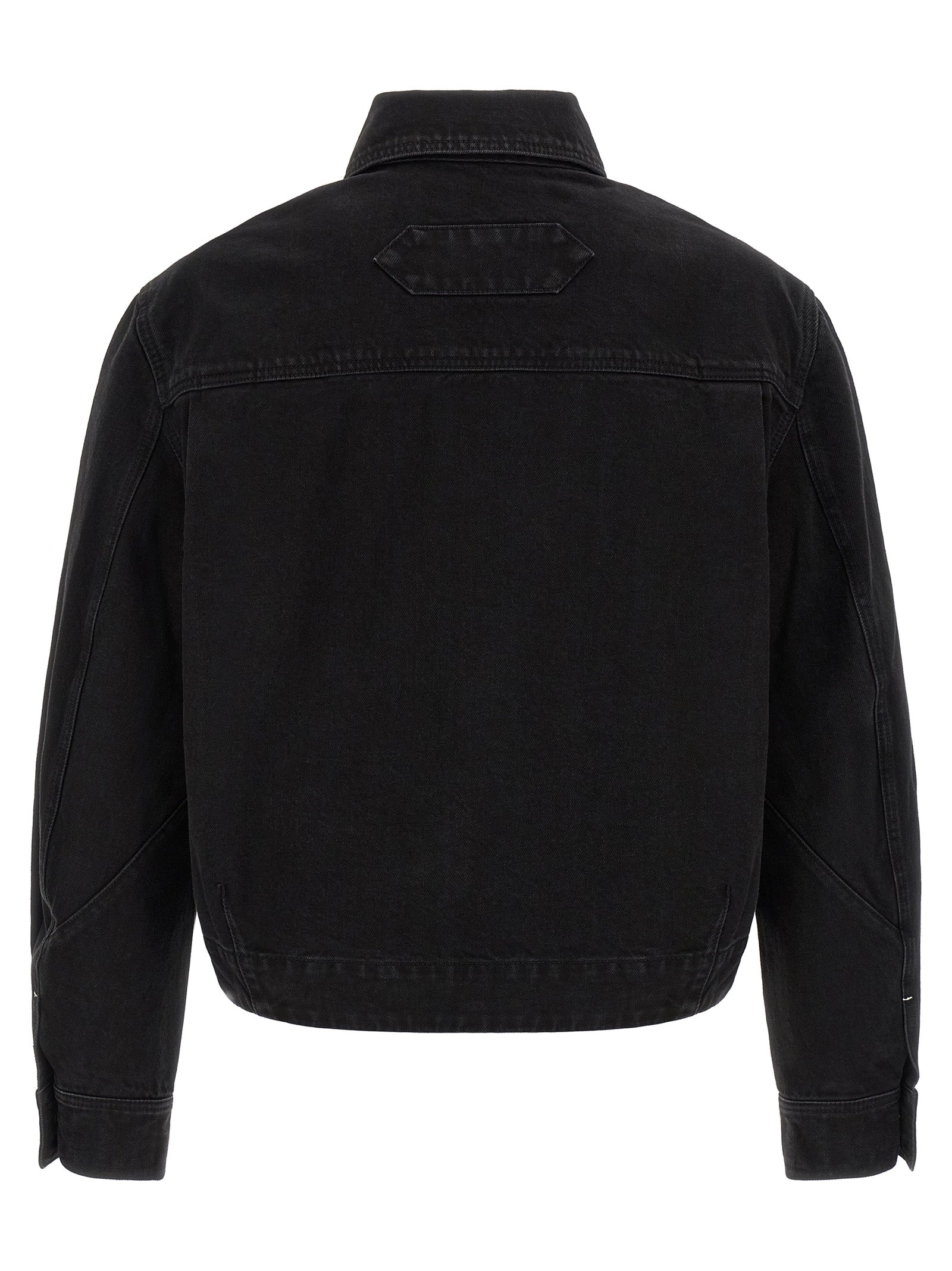 Trucker Jacket by Jacquemus for men in denim cotton black & white showcases a bohemian silhouette, artfully detailed with a bohemian and signature pockets for a truly bohemian finish.