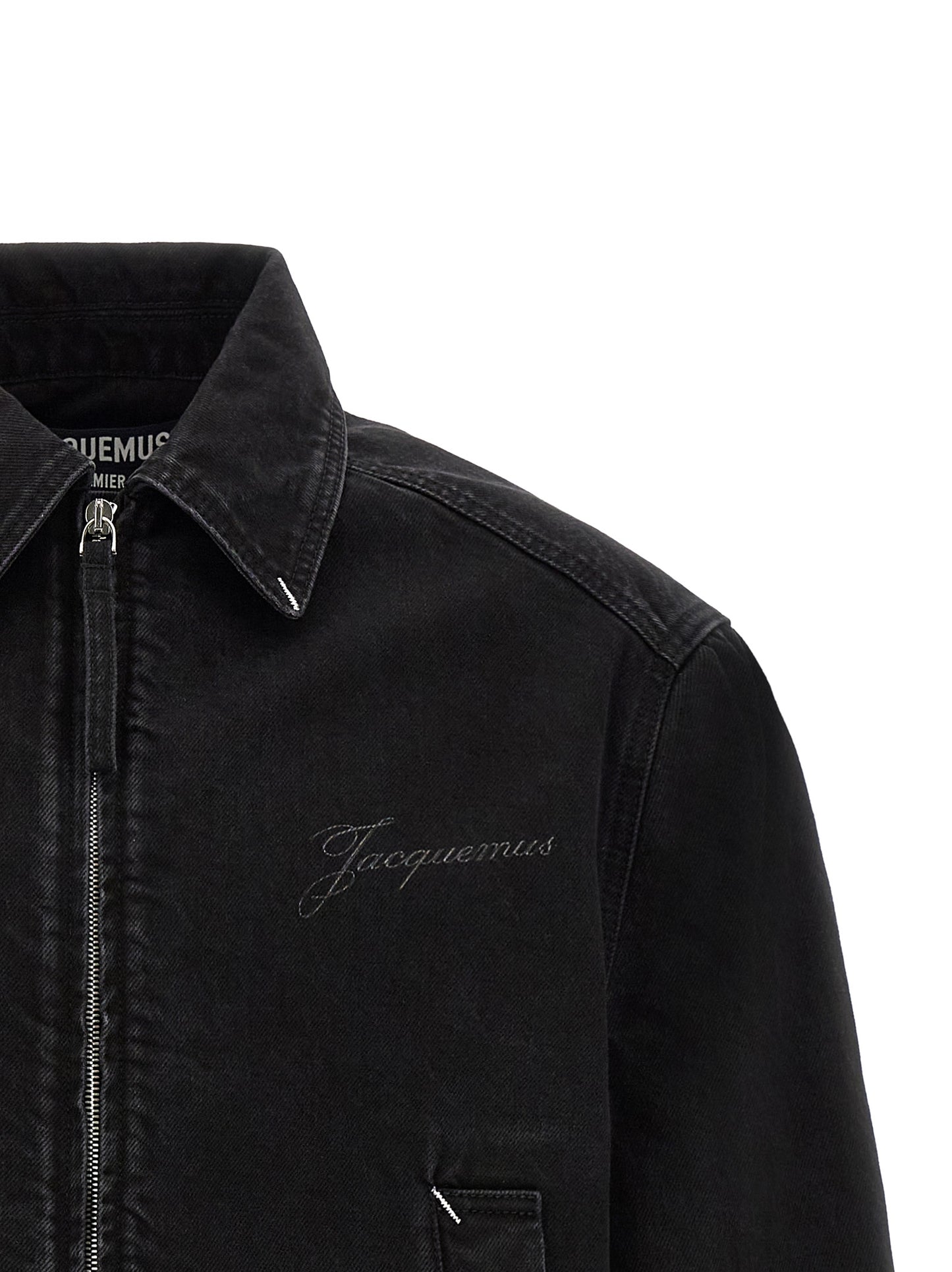 Trucker Jacket by Jacquemus for men in denim cotton black & white presents a effortlessly chic silhouette, showcasing a sophisticated and premium pockets for a truly effortlessly chic finish.